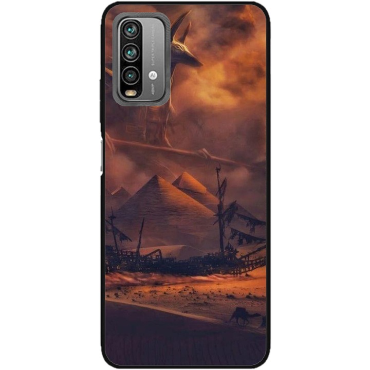 Husa personalizata HQPrint si Folie de Silicon pentru Xiaomi Redmi Note 9 Pro Max, model Anubis, multicolor, S1D1M0281