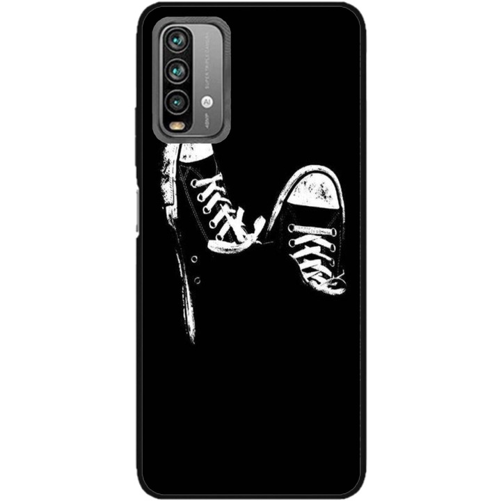 Husa personalizata HQPrint si Folie de Silicon pentru Xiaomi Redmi Note 9s, model Sneakers, multicolor, S1D1M0381