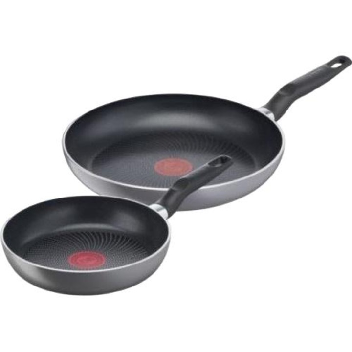 Комплект от 2 тигана, Tefal, Ceramic, 20/26 см, черен