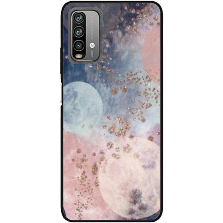 Husa personalizata HQPrint si Folie de Silicon pentru Xiaomi Redmi Note 9 Pro Max, model Abstract #2, multicolor, S1D1M0335