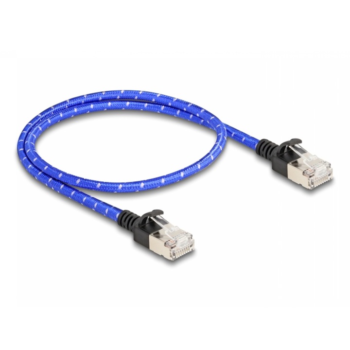 Cablu de retea RJ45 Cat.6A FTP Slim brodat 0.5m, Delock 80376