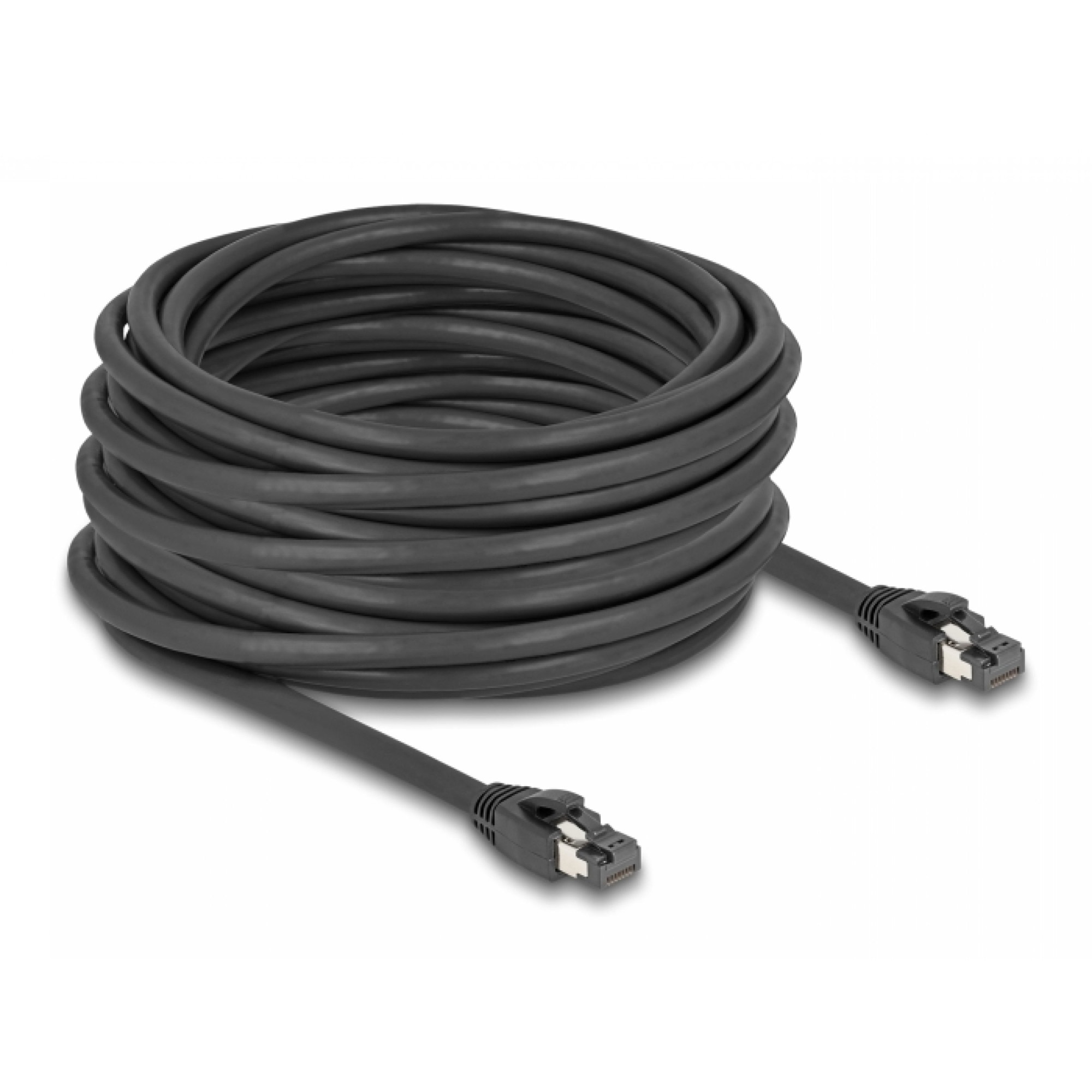 Cablu de retea RJ45 Cat. 8.1 S/FTP LSOH 15m Negru, Delock 80238 - eMAG.ro