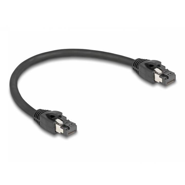 Мрежов кабел RJ45 Кат. 8.1 S/FTP LSOH 0.25m черен, Delock 80231