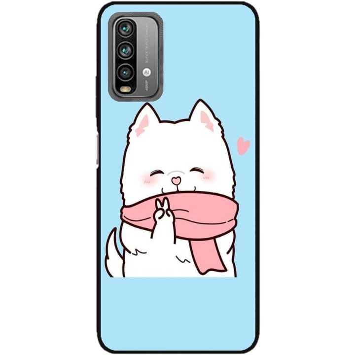 Husa personalizata Swim Case si Folie de Silicon pentru Xiaomi Redmi Note 9s, model Cute Puppy, multicolor, S1D1M0232