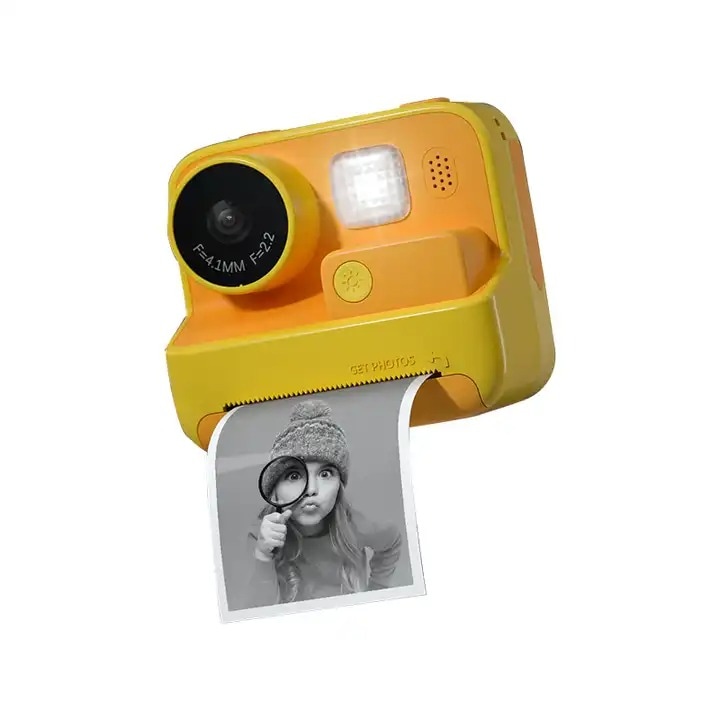Camera Foto-Video Digitala Pentru Copii, IMODIX®, Functie De Printare, 48 MP, Full HD, Rezolutie 1080p, Camera Selfie, Ecran 2.0 Inch, Blitz, Baterie 1400 mAh, Card SD 32Gb Inclus, Galben