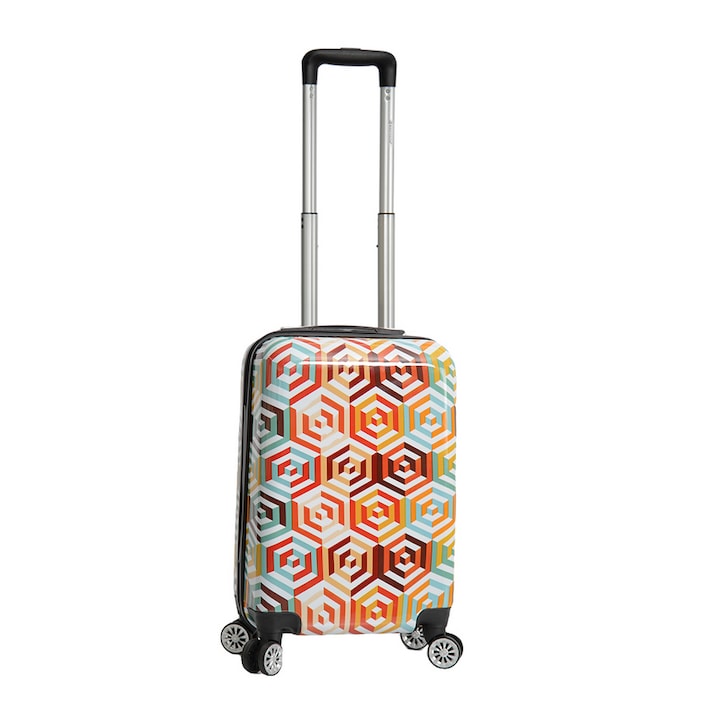Куфар Madisson SW36820G, за ръчен багаж, Поликарбонат, с 4 колела, 55 cm, Многоцветен