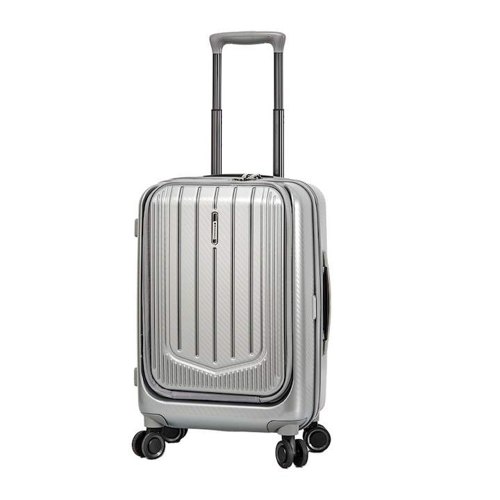 Куфар Snowball SW31403, за ръчен багаж, Поликарбонат, С 4 колела, 55 cm, Сребрист