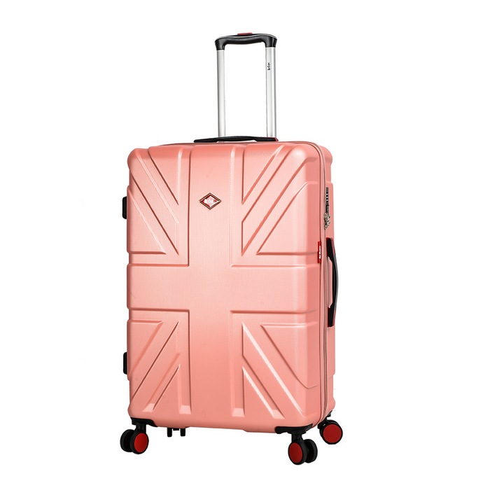 Troler Mare Lee Cooper London, ABS, 4 Roti Duble, Cifru, 76 cm, Rose