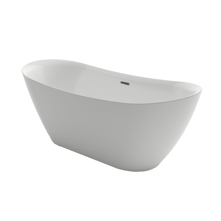 Cada de baie Kevin, Acril sanitar, alb lucios, 160 cm, izolare termica, freestanding