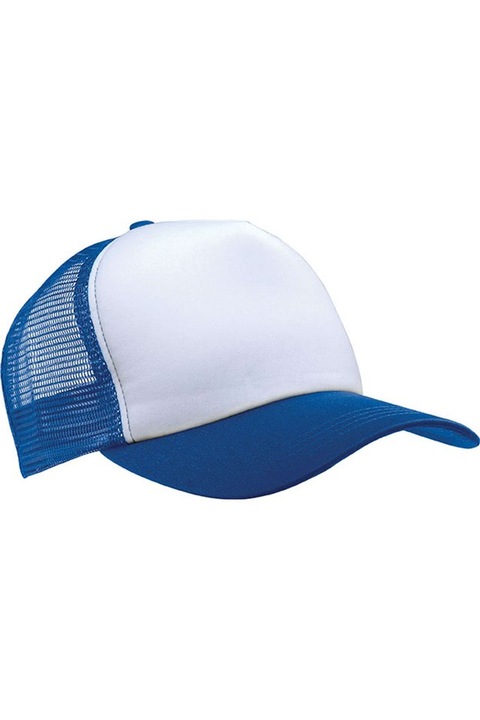 Uniszex sapka, Trucker Mesh, 5 panel - KP111, Fehér/Kék, Univerzális