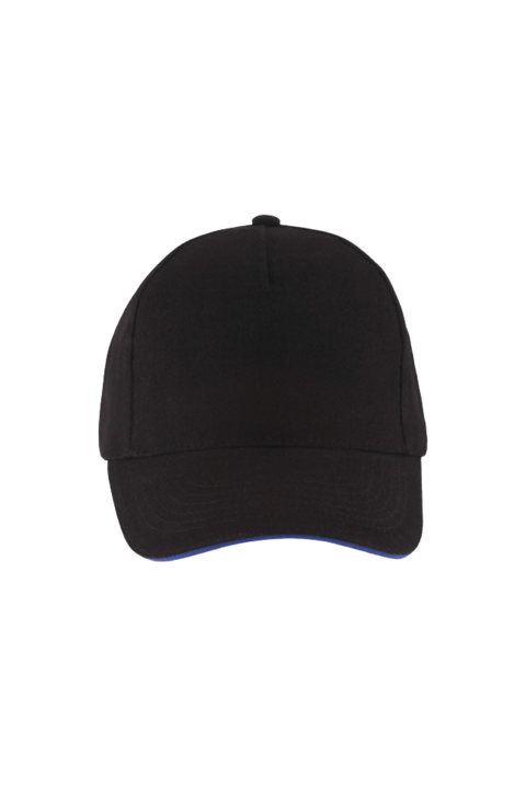 Sapca unisex, Long Beach, 5 Panouri - SO00594, Negru/Blue Royal, Universal