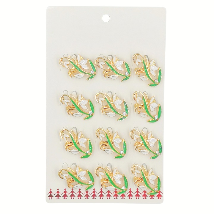 Set 12 brose pentru martisor, NEVERMORE, B1013, Auriu