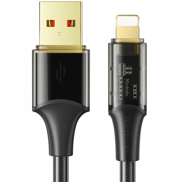 Кабел за зареждане, Mcdodo, USB - Lightning, бърз 36W, за телефони на Apple, 2M, Черен