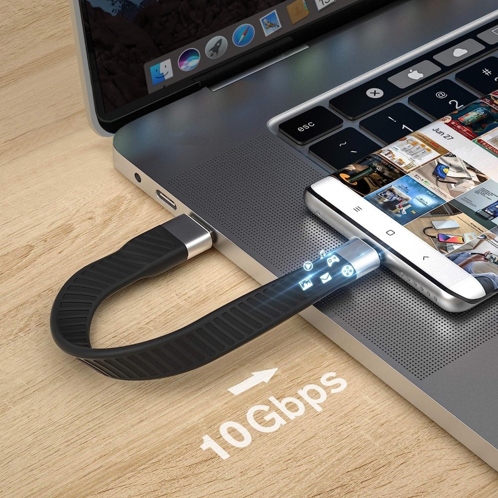 Cablu profesional, plat, date si incarcare rapida QC, USB-C tata la USB ...
