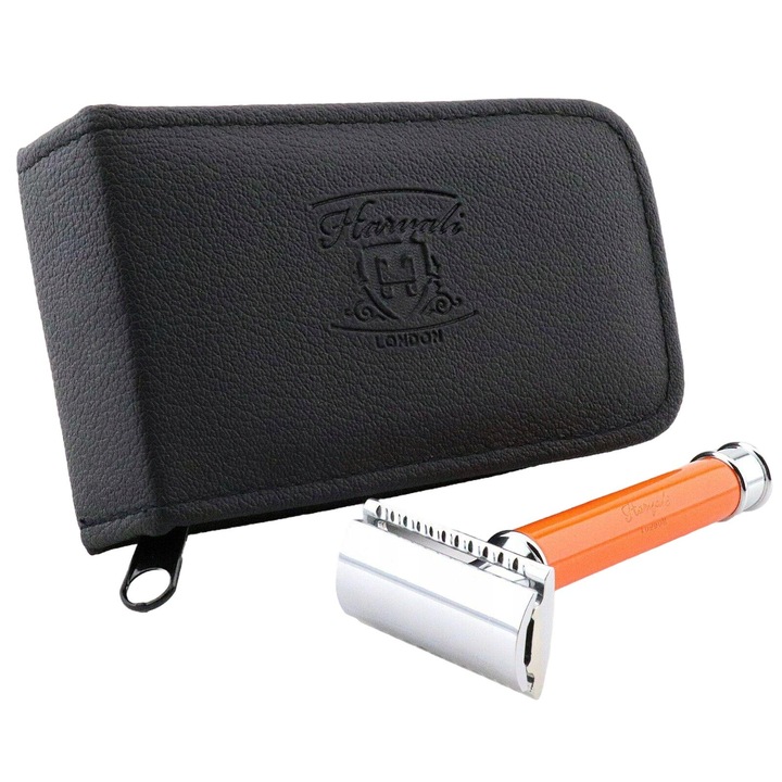 Set aparat de ras cu husa Haryali London, Inox, Multicolor