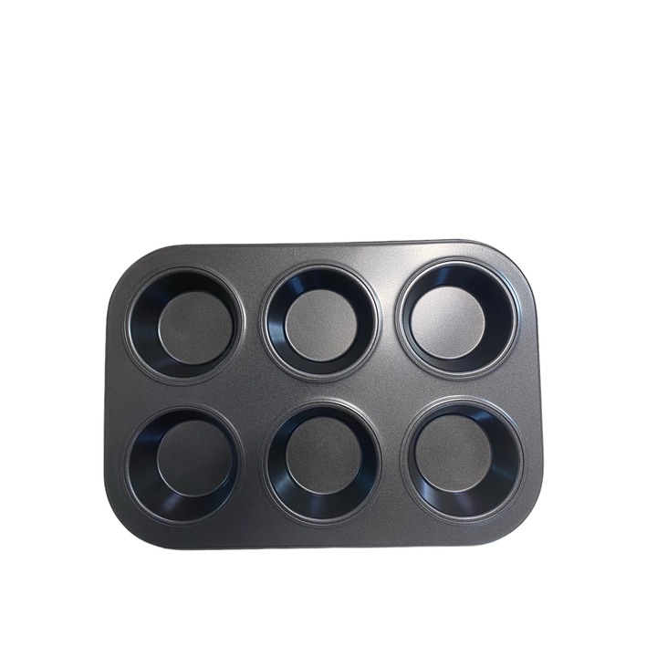 Tava pentru briose 6 compartimente, 26.5 x 18.5 x 3 cm, negru