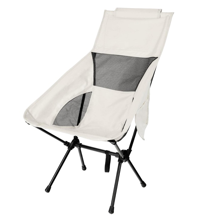 Сгъваем къмпинг стол Lafocuse, полиестер, бял, 60 x 60 x 85 cm