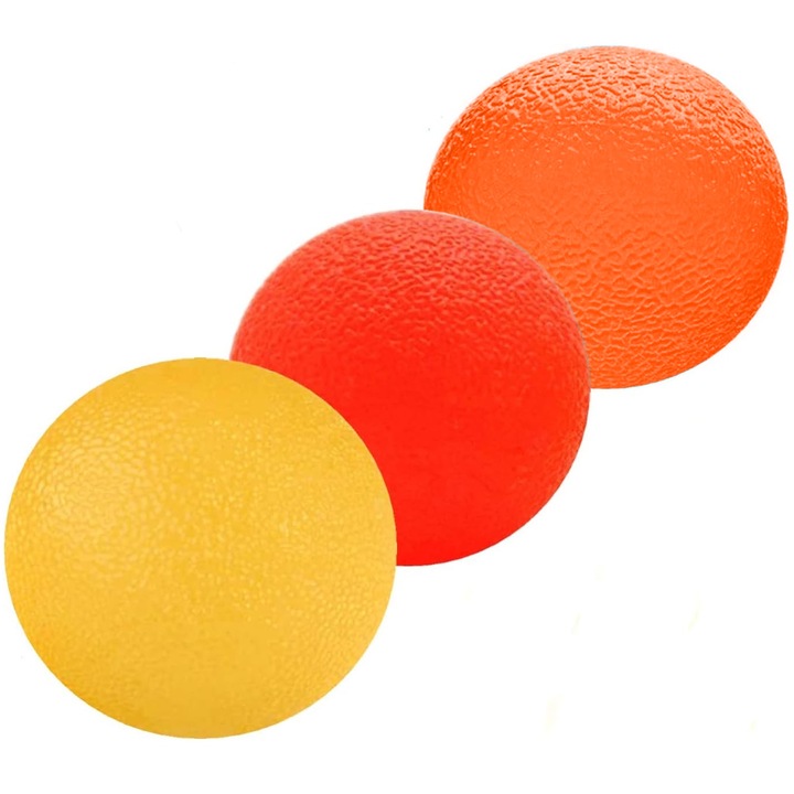 Set 3 minge flexor palmare, Axroad Mall, Trei niveluri de rezistenta, Portabila, Usor de curatat, Pentru antrenament mana degete mainii si recuperare, Incheietura mainii si antebratul, TPR, 5 cm, Multicolor
