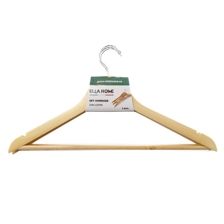 Set 3 umerase din lemn, Natur, 45x23cm