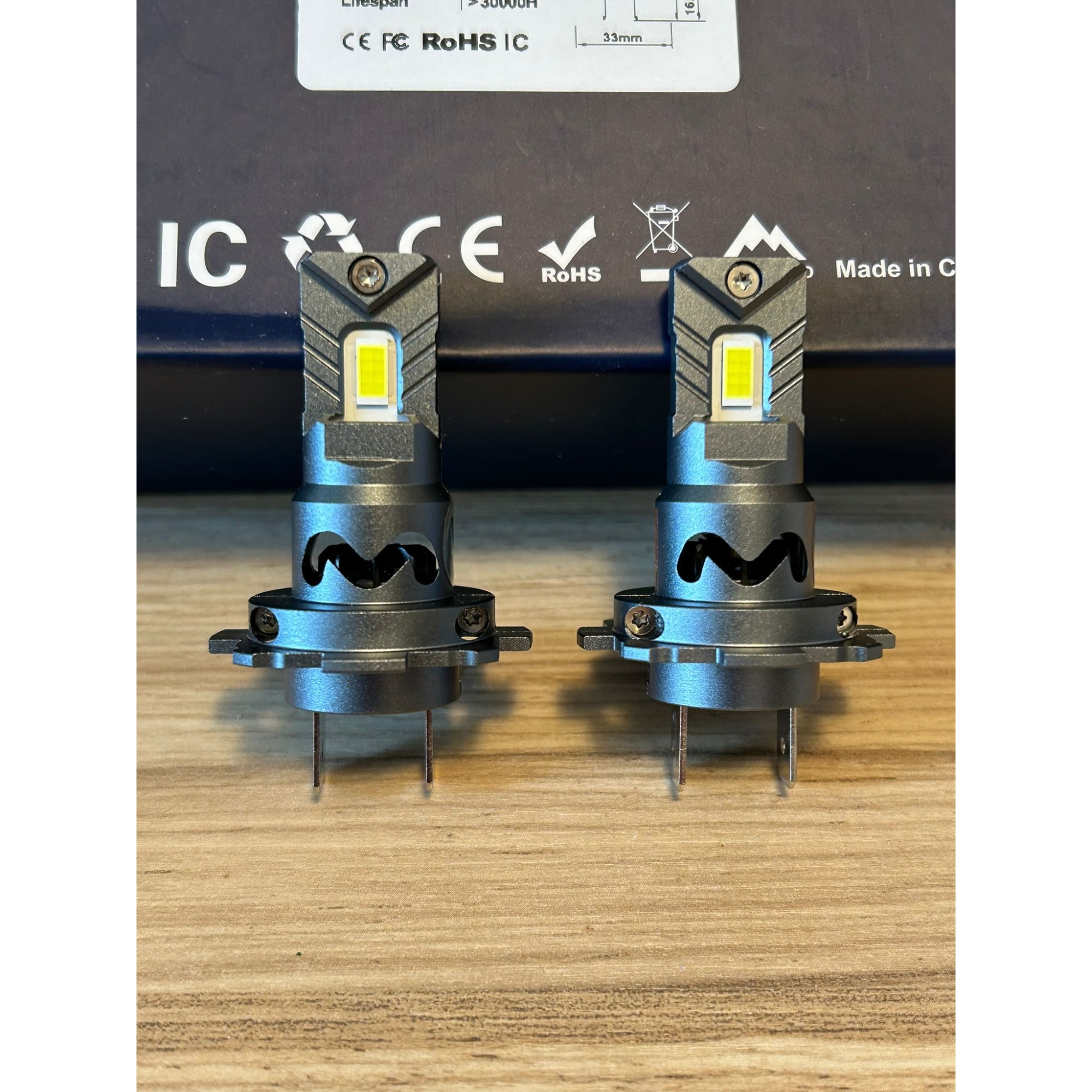 Комплект 2 мини led крушки H7 за кола, бяла светлина, 100W, BZRSH ...