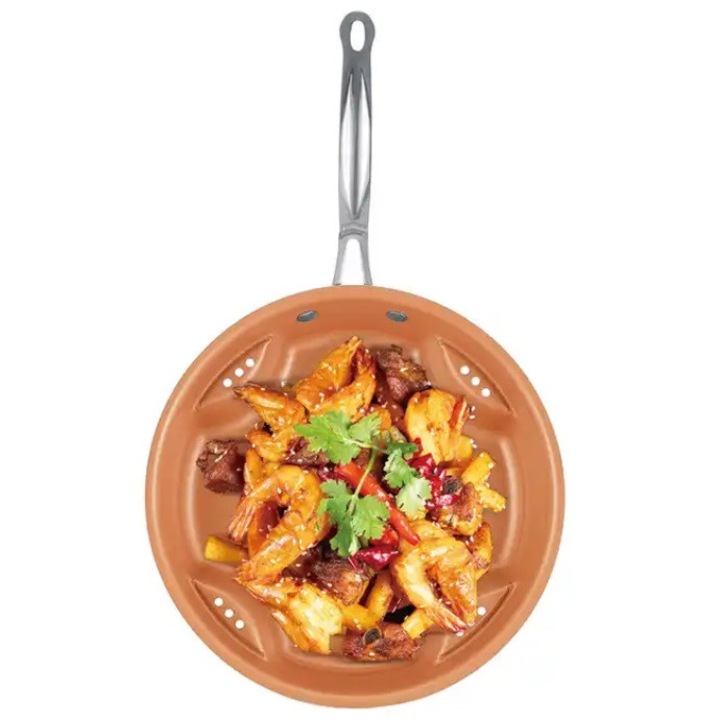 Tigaie ceramica antiaderenta cu trafic de aer, maro, 25 cm