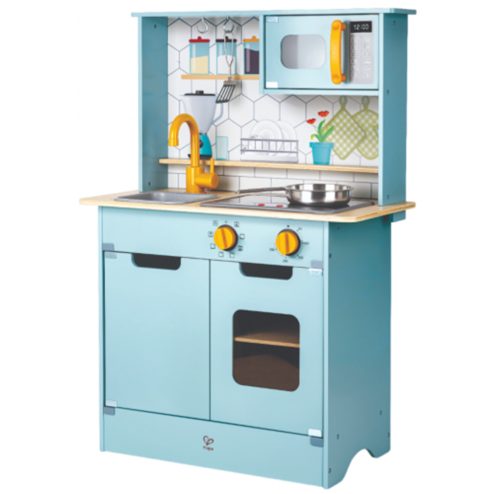 Fa gyerekkonyha - Kék, hanggal és fénnyel, 89x60 cm