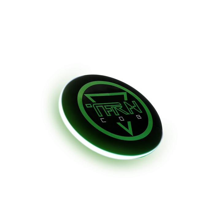 Frisbee L&S™ cu LED Neon, din plastic, ideal pentru joaca pe timp de noapte, design modern, Negru Verde