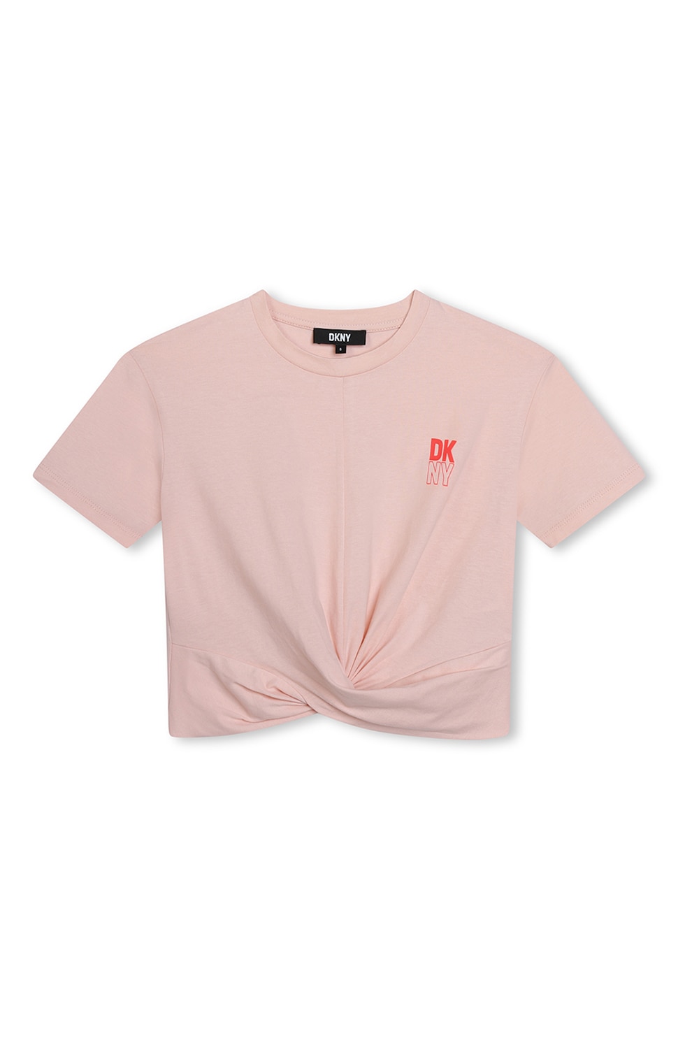 DKNY, Tricou crop cu logo, Roz prafuit, 156 CM