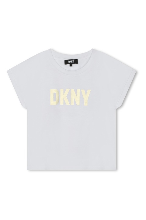 DKNY, Tricou cu imprimeu logo, Auriu/Gri deschis, 138 CM