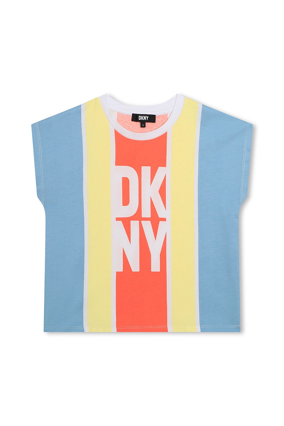 DKNY, Tricou cu imprimeu logo, Portocaliu, Galben pal, Albastru deschis, 156 CM