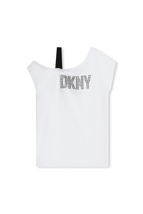 DKNY, Rochie-tricou cu logo, Alb