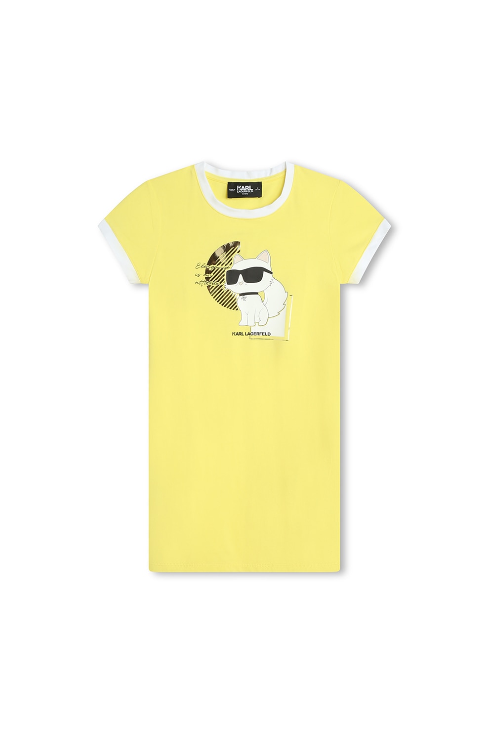 KARL LAGERFELD KIDS, Rochie cu decolteu la baza gatului si imprimeu logo, Galben, 156 CM