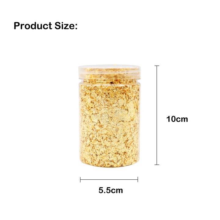 Fulgi de foita imitatie aur, Axroad Mall, 10g, Nu este usor sa se estompeze si sa se oxideze, Usor de separat si de utilizat, Pentru artizanat, rasina, pictura, mobilier, decoratiuni, Metal, 5.5cmx10cm