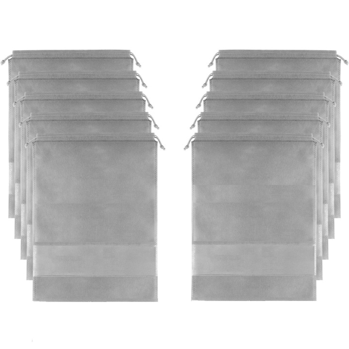 10 db-os cipőtároló huzat készlet, por- és nedvességálló, 44 x 32 cm, JENUOS®, szürke