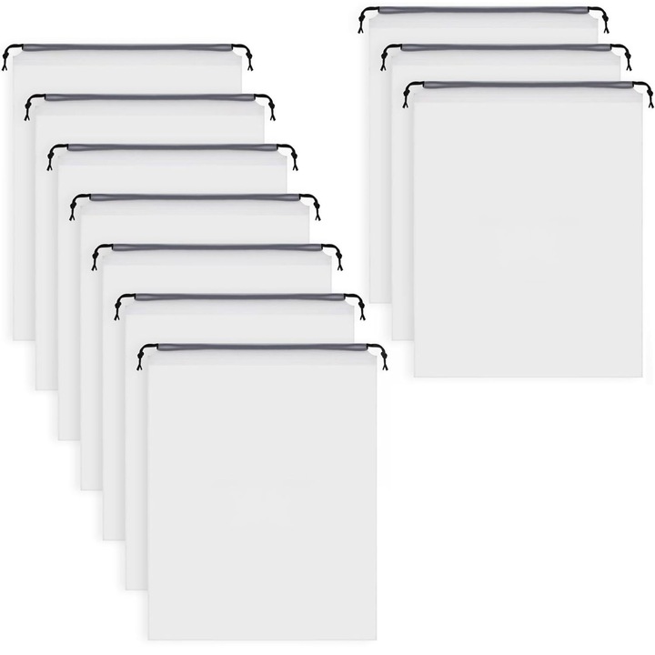 10 db nagy cipőtároló táska készlet, 30 x 40 cm, utazáshoz, gardrób, fehér, JENUOS®