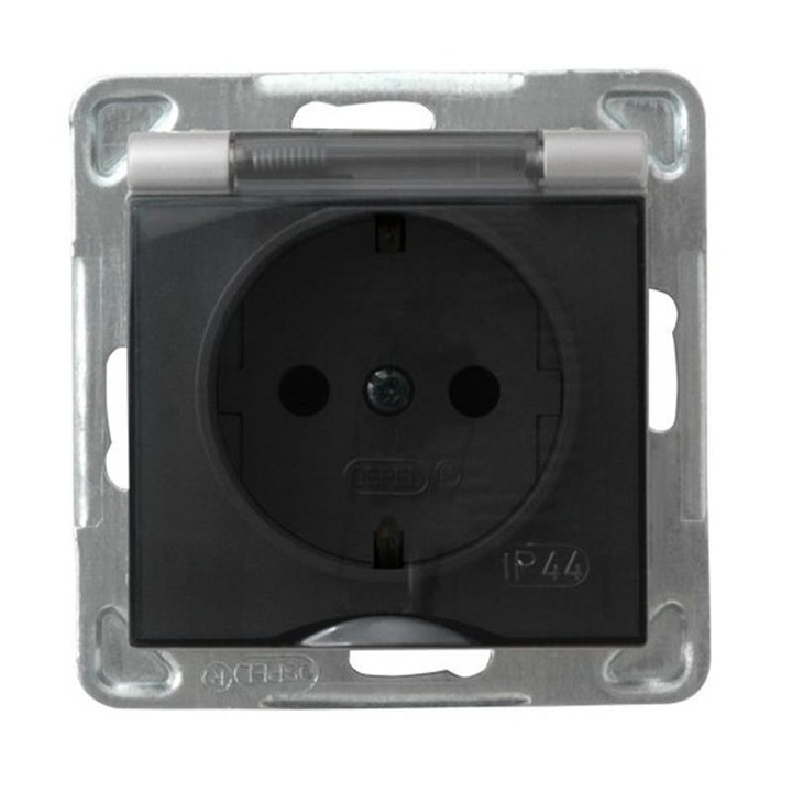 Priza simpla cu capac, Ospel, Negru