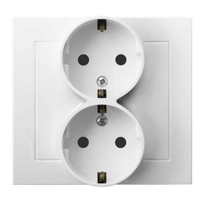 Двоен контакт шуко, Ospel, 250V, 16A, 3520W, IP20, Бял