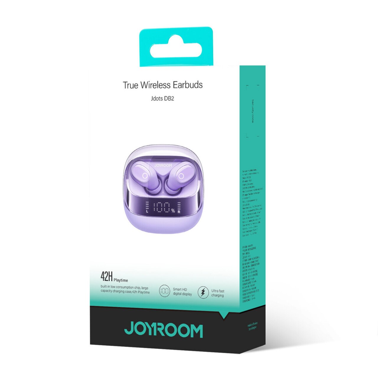 Casti Bluetooth 5.3, True Wireless, Digital Display, IP54 -JoyRoom (JR-DB2) - Purple