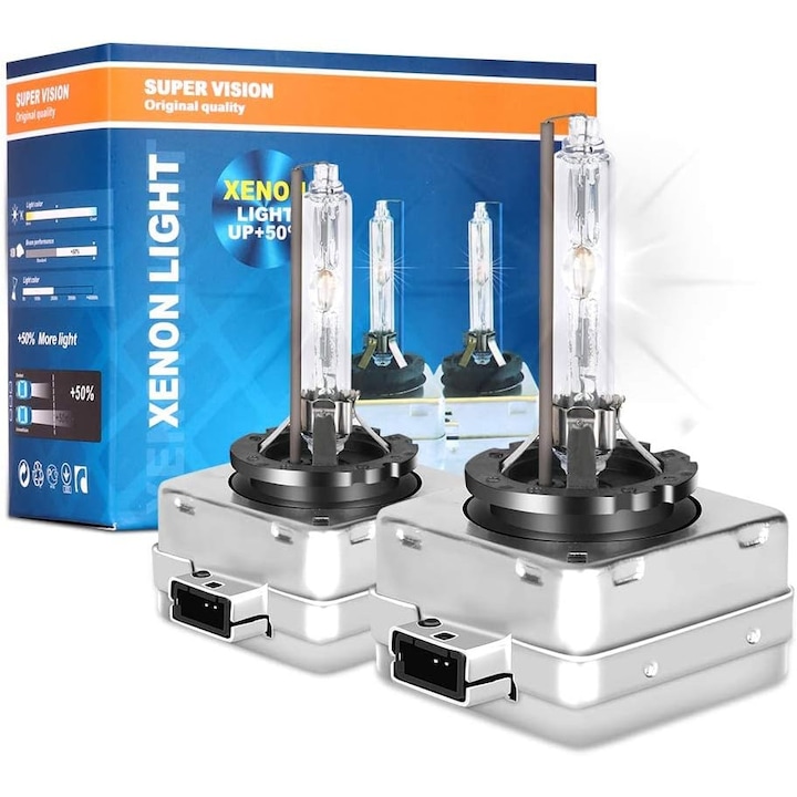 Комплект 2 ксенонови крушки D1S/D1R, 35W, HID, 6000k, за автомобилни фарове, +200%, SONORH®