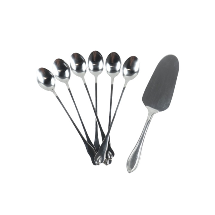 Set desert Icos 6 lingurite inox si spatula tort