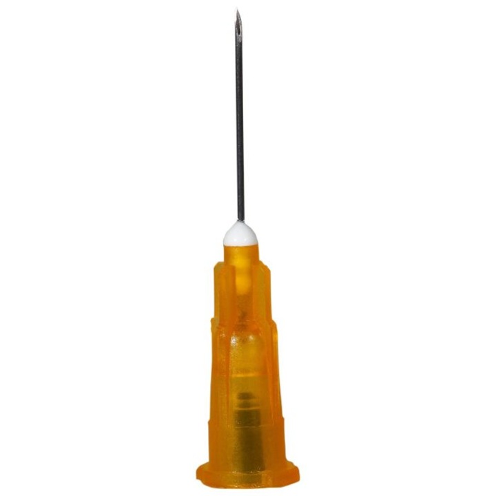 Set 100 bucati ace seringa 25 G, 0.50 x 19 mm, portocaliu, de unica folosinta