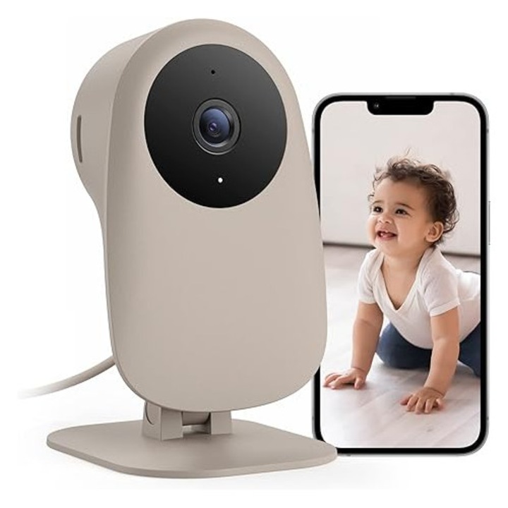 Camera Nooie Baby Monitor 1080P cu Detectie Plans, Audio Bidirectional, Night Vision, WiFi 2.4G, Compatibila Alexa, pentru Bebelusi si Animale