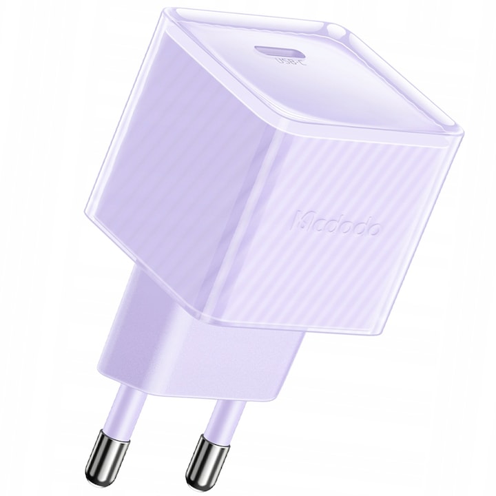 Mcdodo Dichromatic hálózati töltő, 20 W gyorstöltés USB-C, 1 x USB Type-C, kompatibilis Samsung / iPhone 15 / Plus / Pro / Max / Xiaomi / Oppo / Huawei / Oneplus / Motorola / Realme / Vivo, lila
