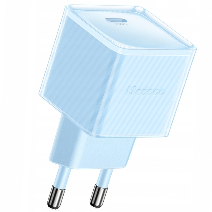 Mcdodo Dichromatic hálózati töltő, 20 W Fast Charge USB-C, 1 x USB Type-C, Kompatibilis Samsung / iPhone 15 / Plus / Pro / Max / Xiaomi / Oppo / Huawei / Oneplus / Motorola / Realme / Vivo, kék