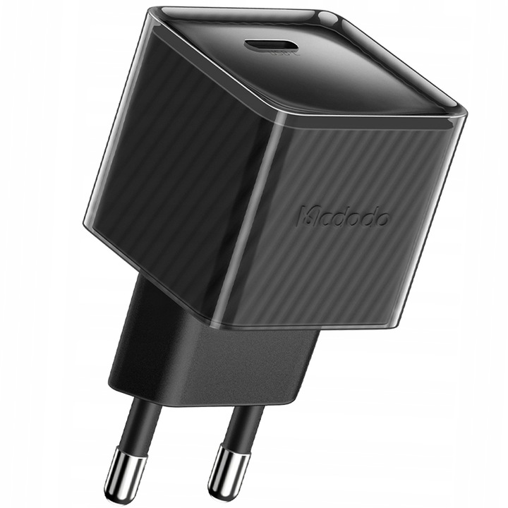 Mcdodo Dichromatic hálózati töltő, 20 W gyorstöltés USB-C, 1 x USB Type-C, kompatibilis Samsung / iPhone 15 / Plus / Pro / Max / Xiaomi / Oppo / Huawei / Oneplus / Motorola / Realme / Vivo, fekete