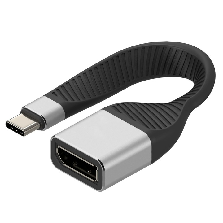 Професионален адаптер, FPC, плосък, USB-C мъжки към Displayport женски, 4K/60HZ, 13.1 cm, Techly, ICOC USBC-DP12