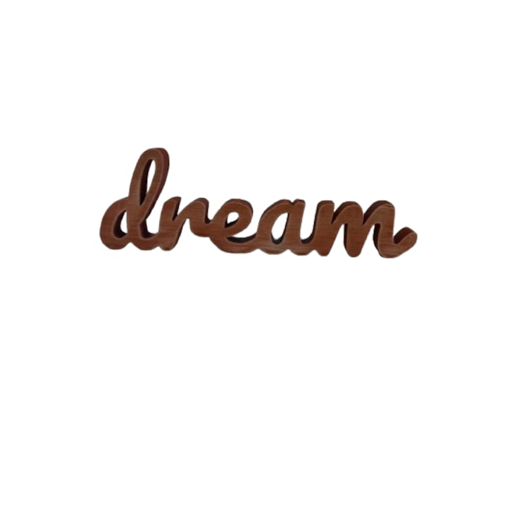 Decoratiune mesaj "DREAM", 2 x 27 x 10 cm, Lemn natur