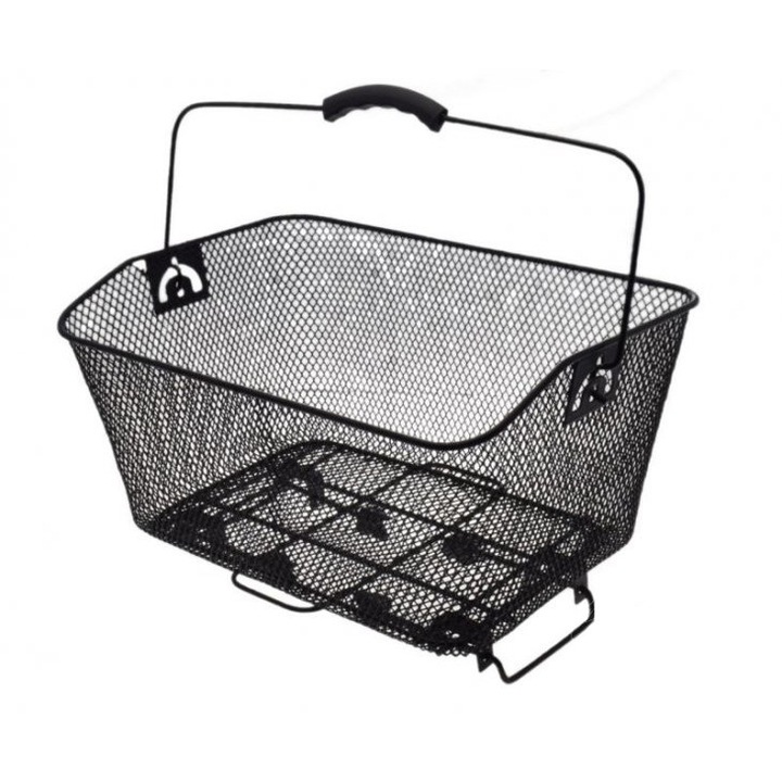 Cos spate negru, grilaj metalic, d. 39 x 28 x 19 cm