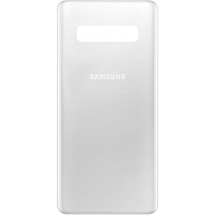 Заден панел, съвместим с Samsung Galaxy S10 Plus, стъкло, Бяло