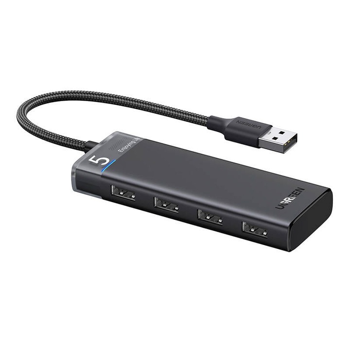 USB-A хъб, UGREEN, сив